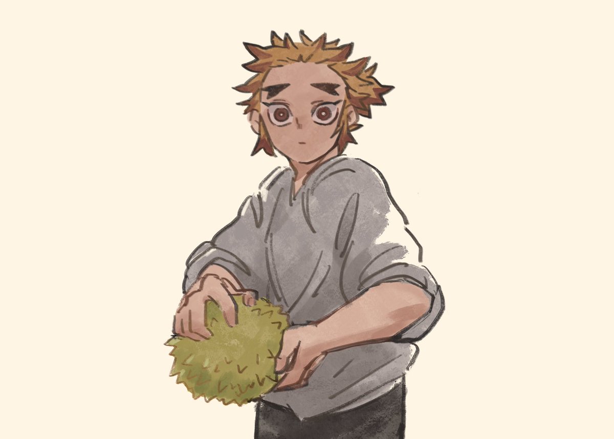 かわいいせんぢゅろうくんシリーズ ドリアンで殴ってこようとするせんぢゅろう君 きにゅこのイラスト