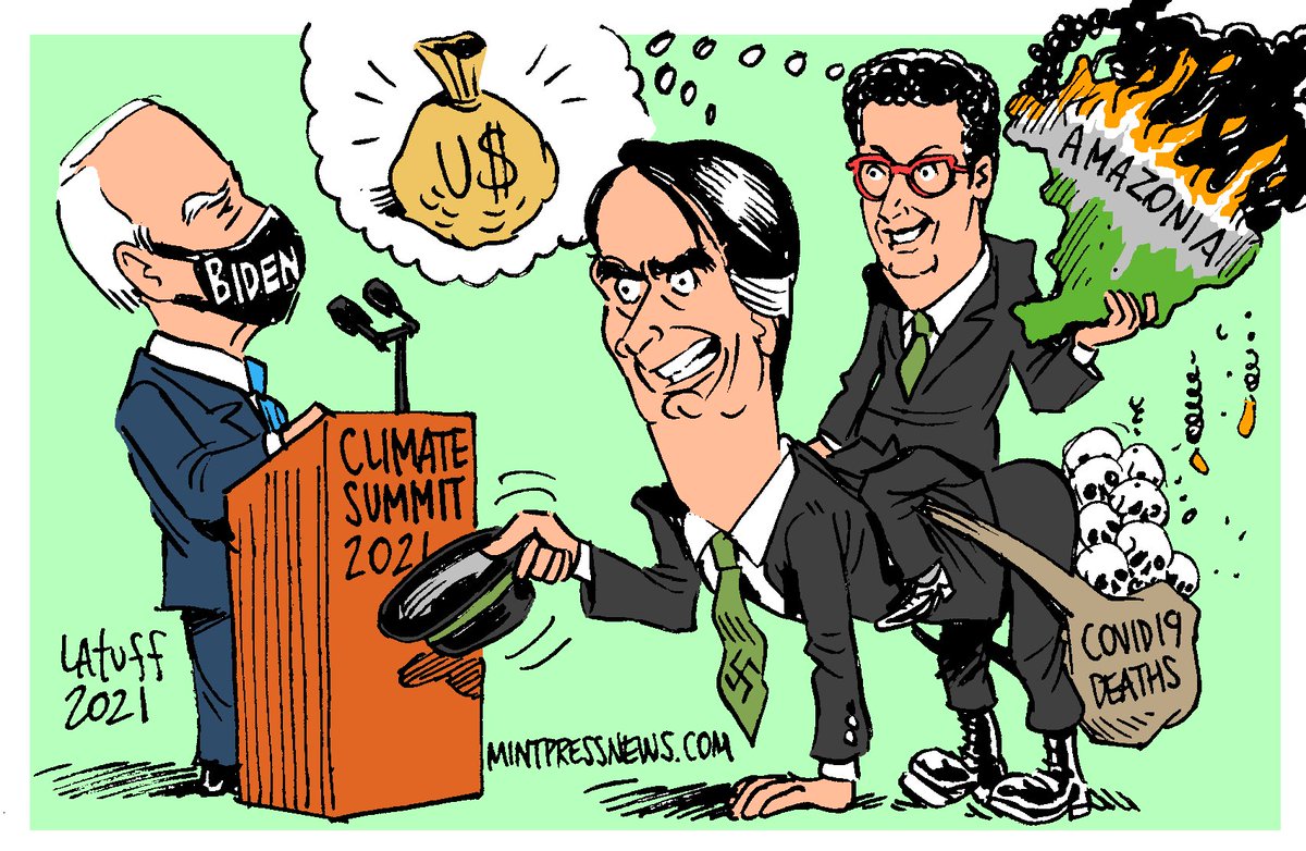Political Cartoon featuring @JoeBiden , @jairbolsonaro, @rsallesmma and the #ClimateSummit by @LatuffCartoons for @MintPressNews
#Amazonia #coviddeaths #covid https://t.co/nb5BCMwWsx