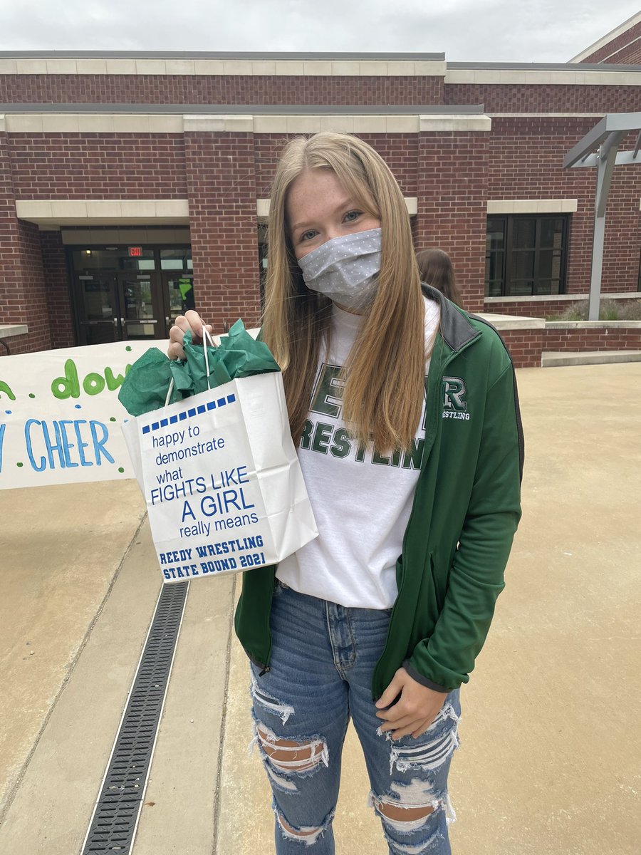 Let’s go Hadley!!! Reedy Cheer loves you!!! 💙💚 #snyderatstate