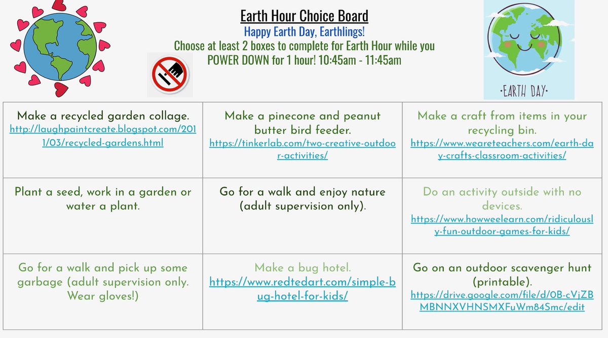 Joyeux Jour de la Terre! Happy Earth Day! 🌎🌱 My students and I are looking forward to ‘powering down’ with these non-electronic activities!