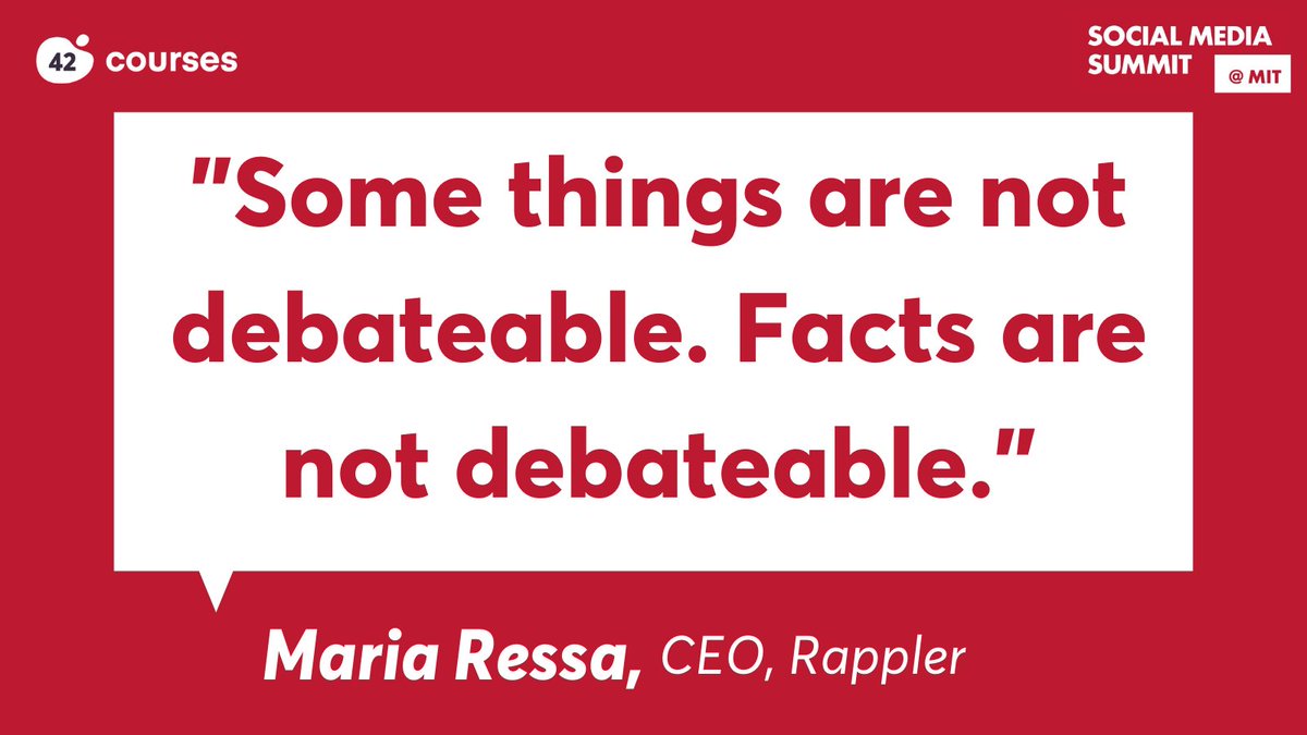 42Courses's tweet image. Obsessed with @mariaressa at @mit_ide #SMSMIT - facts don&apos;t get to have a devil&apos;s advocate. 📚