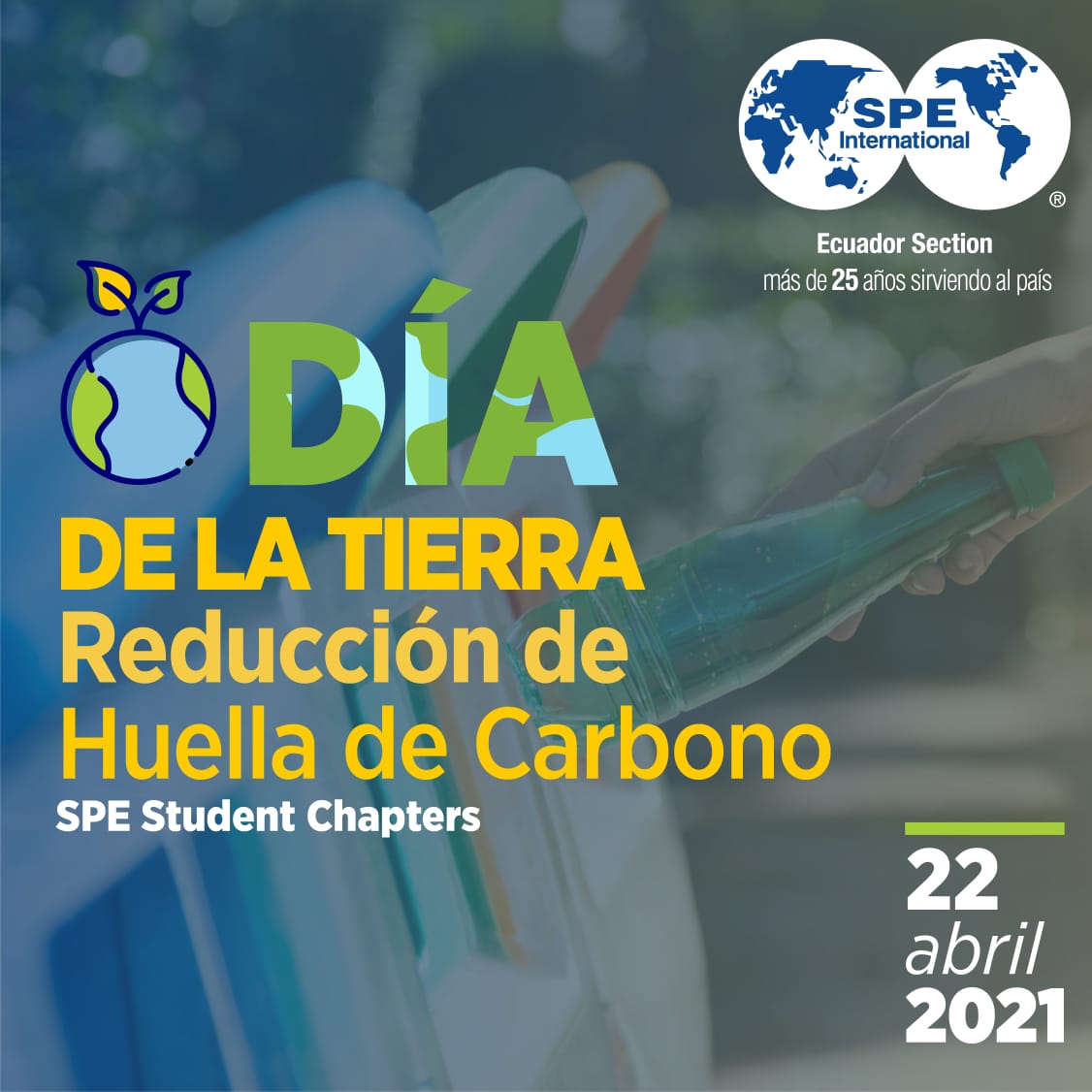 ¡FELIZ DÍA DE LA TIERRA! 

22 de abril día mundial de la madre tierra, este es el momento de tomar acciones que contribuyan a mejorar el futuro ambiental por nosotros, por ustedes,  por las futuras generaciones.
Nuestro hogar, tu hogar.
#DiaDeLaTierra