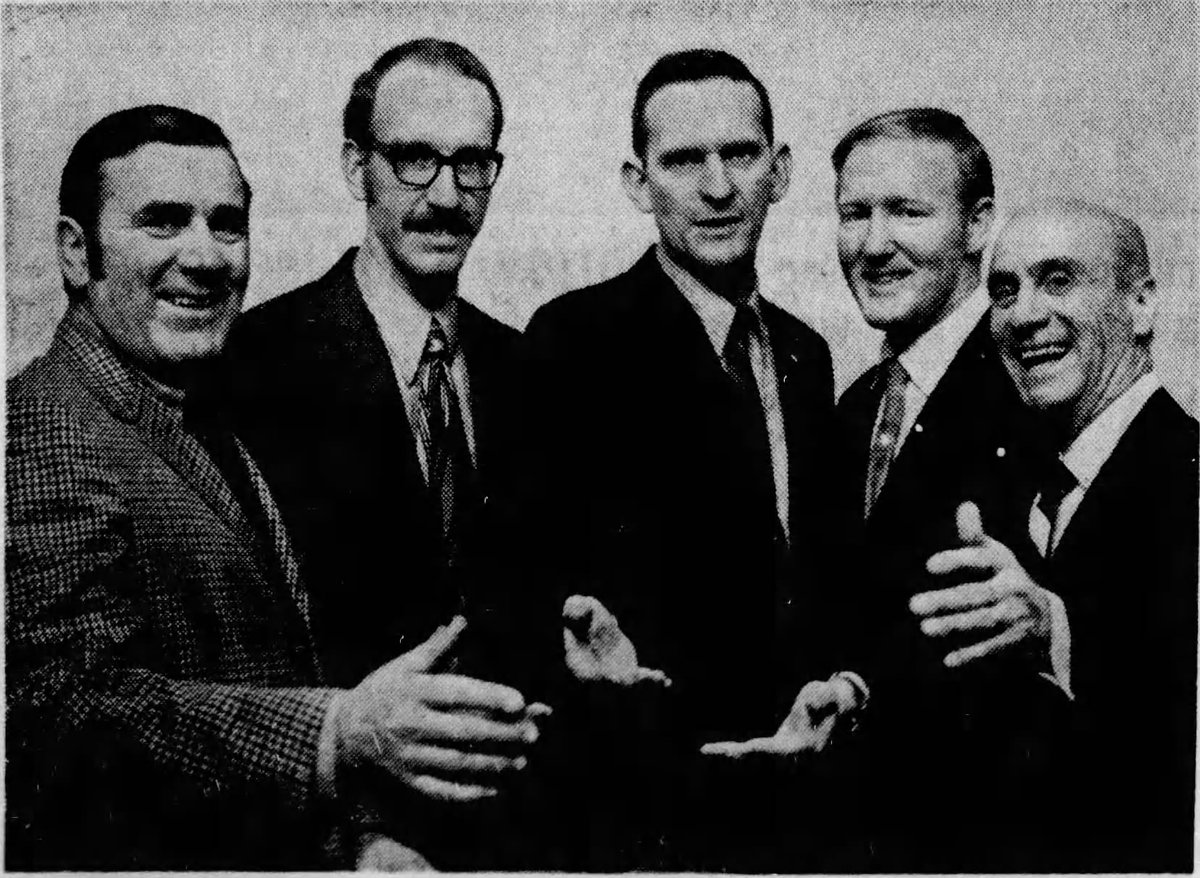 #ThrowbackThursday The 1971 officers of the Lexington Chapter (<a href="/thekentuckians/">Kentuckians Chorus</a>) pose for a quick photo after their installation at a dinner meeting.  Pictured are (from the left) Roger English, Bill Cassity, Eugene Noel, Howard Rupard, and Earl Nallinger. #TBT