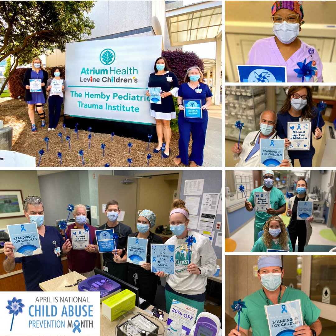 The Emergency Medicine & Trauma teams at @LevineChildrens & @AtriumHealth #CarolinasMedicalCenter showing support for #ChildAbusePreventionMonth.

#CAPM2021 #CAPM #MetrolinaTrauma #EmergencyMedicine #PediatricTrauma #SoMe4Trauma #TraumaSurgery #Trauma #BeAConnection