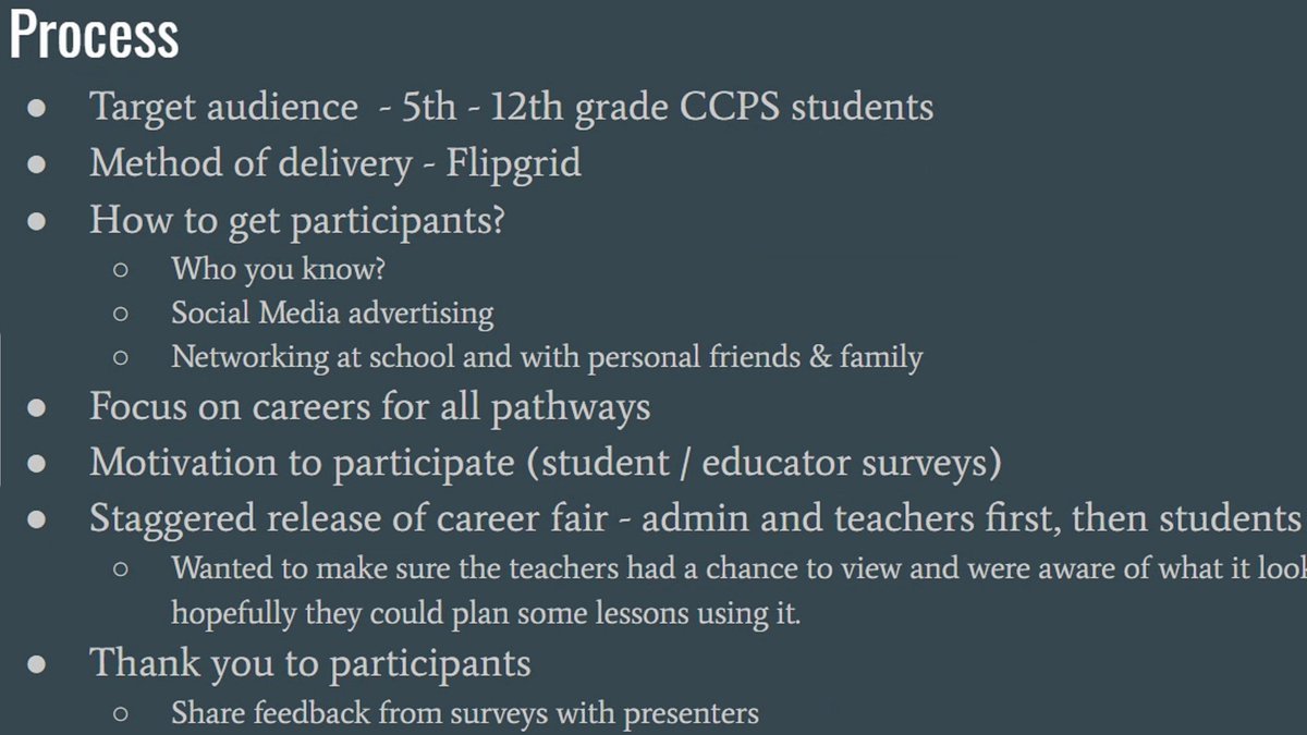lee_a_oneal's tweet image. @CCPSMSCDC @PamRobersonCDC sharing great strategies for creating a virtual career fair! Covid can't stop career development in @CarteretK12 @AllisonCTE Notice the collaboration with the media coordinator! #SECTEStrong