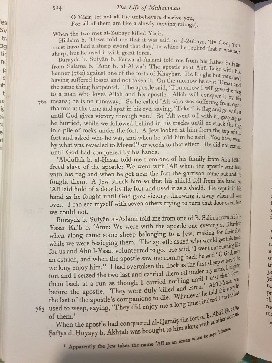 .. The defeated tribes faced terrible fate-the men were massacred or exiled, and all their property + all women + all children were taken as war booty and distributed among Muslims as property or slaves.In the pictures attached, you can read about the affair of Khayabar 2/n