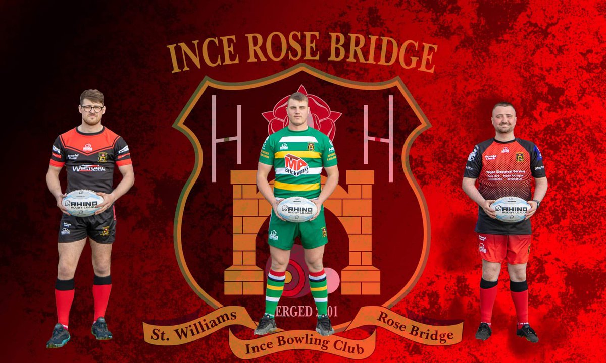 Our open age lads proudly wearing three kitts this year supplied by rhino rugby league. With zero activity last year we continue to work with existing sponsors in our traditional colours along side our alternative kit  of green white and gold celebrating our 20 year anniversary.