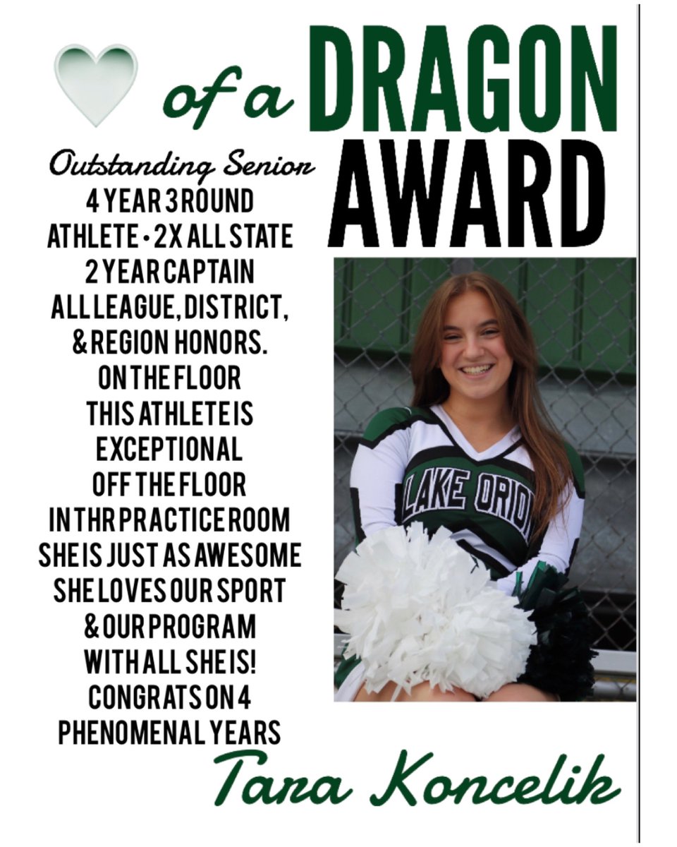 lakeorioncheer's tweet image. Our final awards of the season 💚🤍 Congrats to Tara Koncelik, Georgia Curtis, &amp;amp; Hadley Socha! Amazing young women on and off the mat