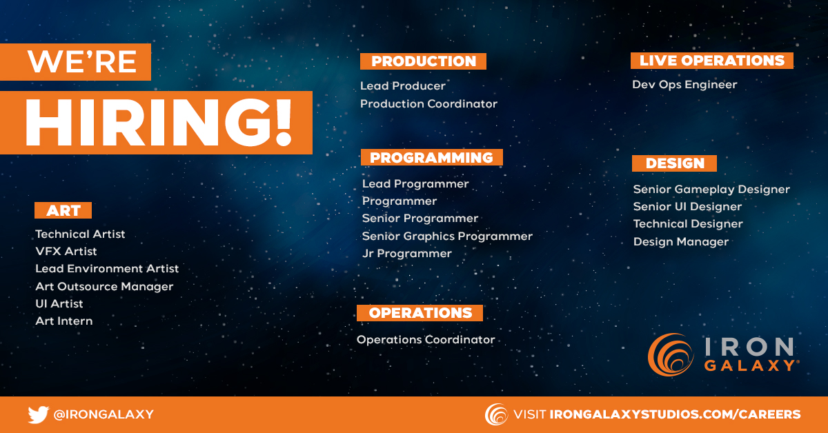 Iron Galaxy Studios on Twitter "We're looking for talent! We aim to