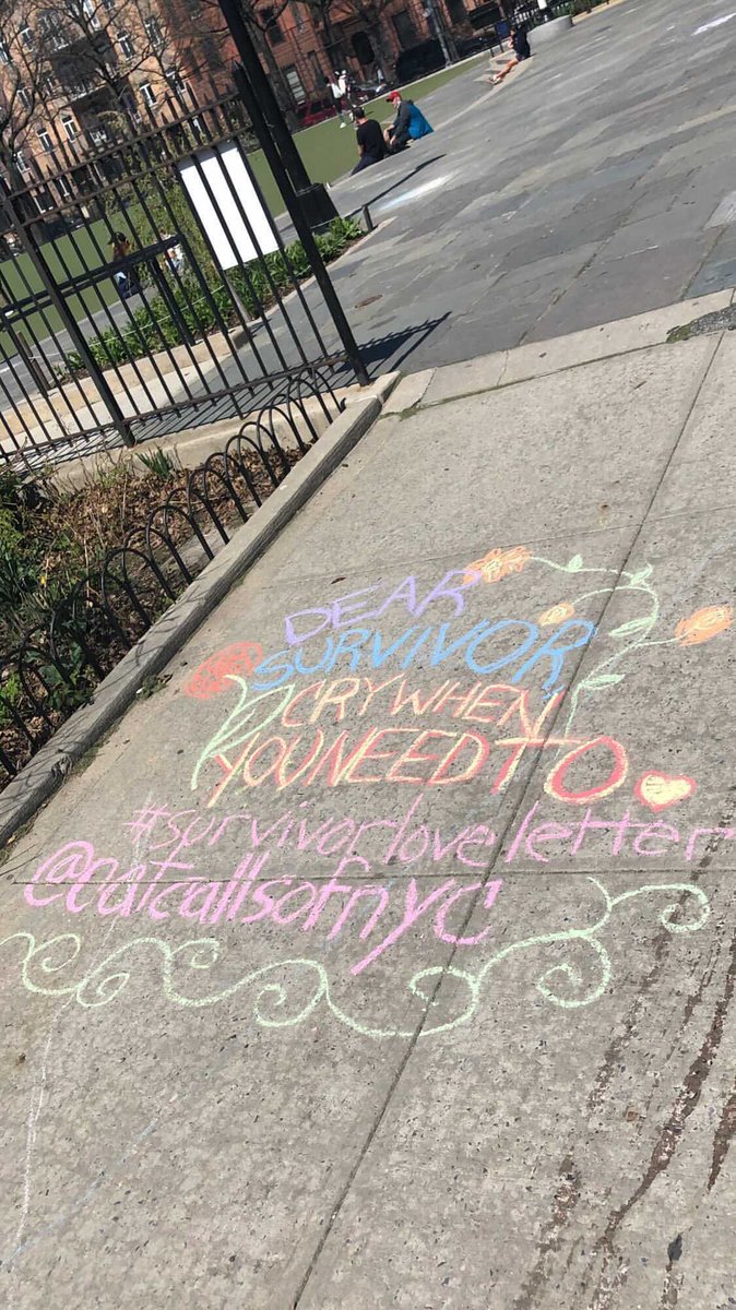 “Dear Survivor, it’s okay if all you did today was survive.” <a href="/APIChayaSEA/">API Chaya</a> #survivorloveletter to Asian women survivors chalked in New York by <a href="/catcallsofnyc_/">Catcalls of NYC</a>