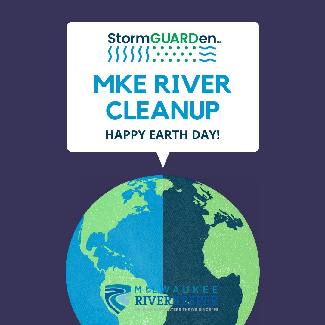 HAPPY EARTH DAY!
To celebrate, join us on the 24th at 10:30 am for the <a href="/mkeriverkeeper/">MilwaukeeRiverkeeper</a> #SpringCleanup! We will be in Barron Park at 1st &amp; Lincoln.
Located outside the Milwaukee area? Cleanup a local river or park, upload your picture to social media &amp; tag us!