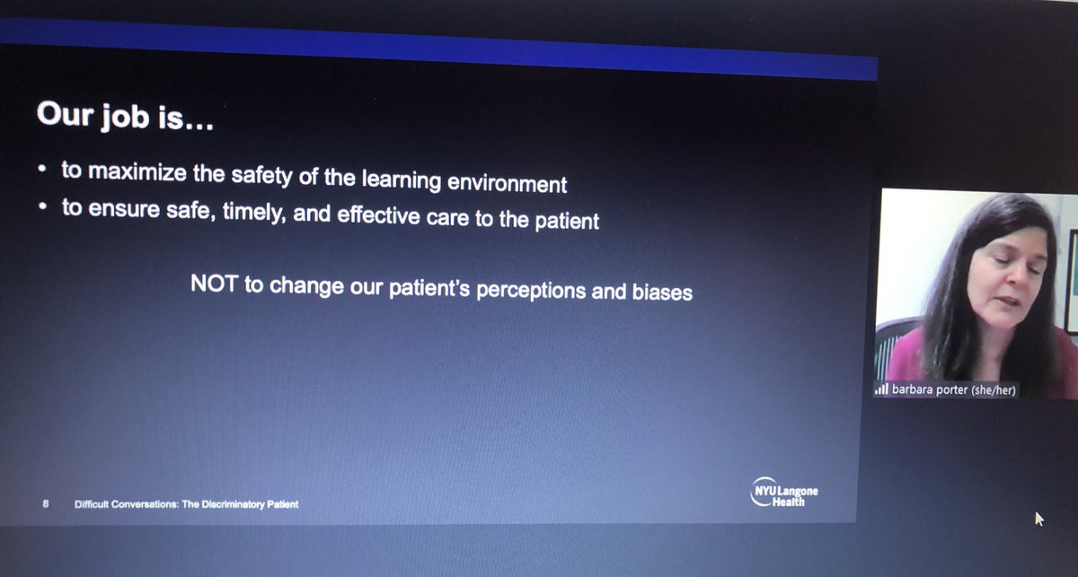 From Difficult Conversations: The Discriminatory Patient #aamcGEA “it is our job to protect the safety of the learning environment” - great focus on what our learners are experiencing at work