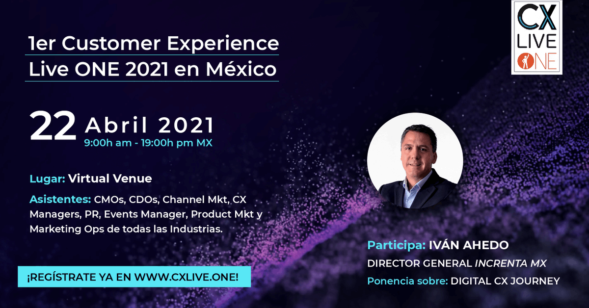 ✨ ¡Tenemos ya todo preparado para recibiros en nuestro espacio virtual del 1er Customer Experience Live ONE 2021 en México!

¡Regístrate a través de este enlace y busca nuestro espacio virtual! 
▶ hubs.ly/H0LP5nQ0
