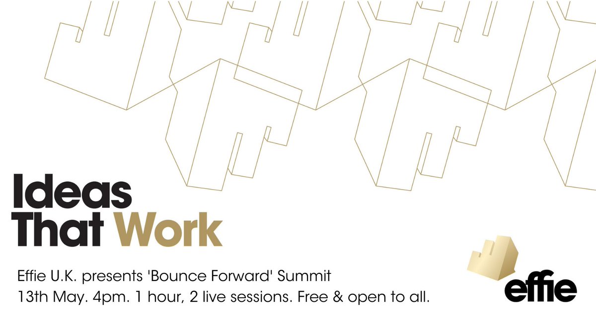 Effie_UK's tweet image. Join us on 13th May for Bounce Forward, the next instalment of our #IdeasThatWork Summit Series. Hear practical insights from those who successfully rode the turbulence of 2020 &amp;amp; found new ways to operate. What did they learn that can help move us forward? ow.ly/tQlH50EvaRg