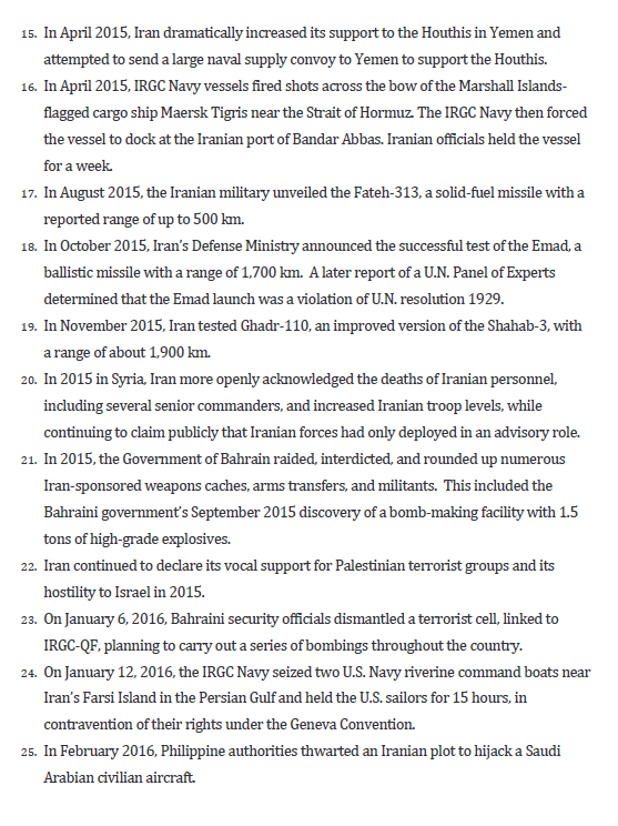 Malley then claims without proof that Maximum Pressure made things worse in the region. That would be to ignore the immense Iranian malign activity *during* the JCPOA and its negotiation. Here's a little list in case you've forgotten: (8/9)