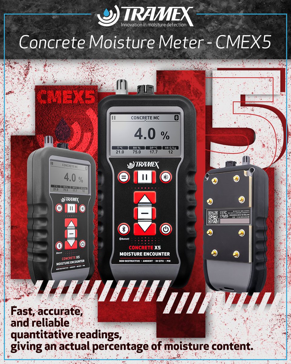 tramexmeters's tweet photo. Concrete Moisture Meter - CMEX5.
Fast, accurate, and reliable quantitative readings, giving an actual percentage of moisture content.
.
.
#concrete #concretemoisture #concretemoisturemeter #flooring #flooringinstallation #coatings #coatingsinstallation #wood #ASTM2170 https://t.co/YJelkr4tkl