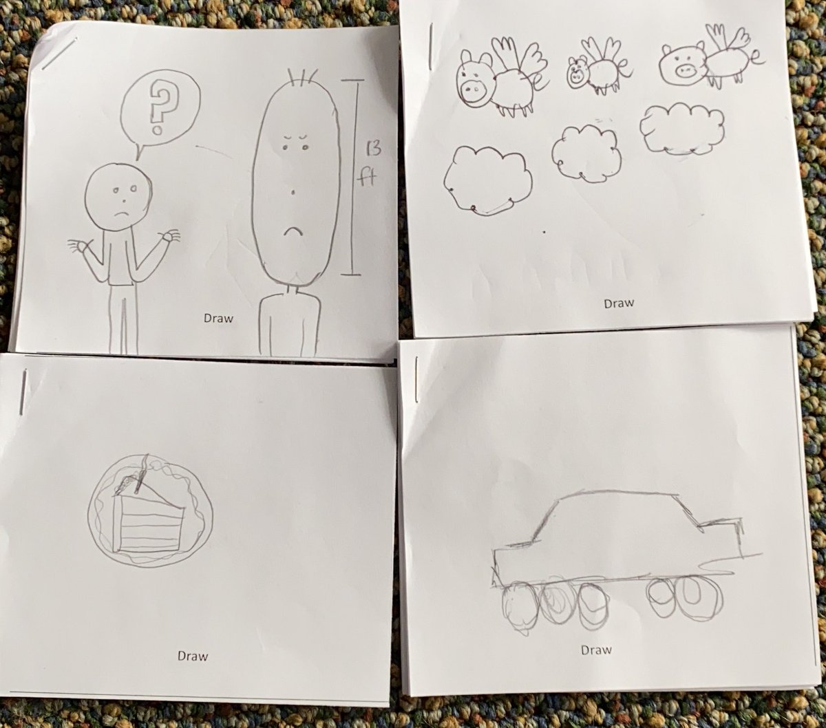 MrHallReed's tweet photo. Can you guess the idioms from these student drawings?  Played a fun game of tellestrations today focusing on our Full Values. @RIS_TWEETS https://t.co/oYySnY6QrT