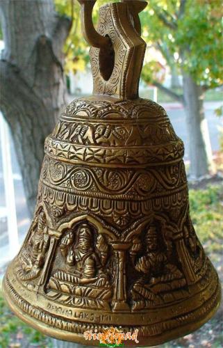 The body of the bell illustrates infinity meaning 'Ananth' in Sanskrit, while the tongue of the Ghanti represents Goddess Saraswati. The bell's handle represents Hanuman, Garuda,Nandi or Chakra and is considered to be the essential life force known as 'Prana Shakti'.