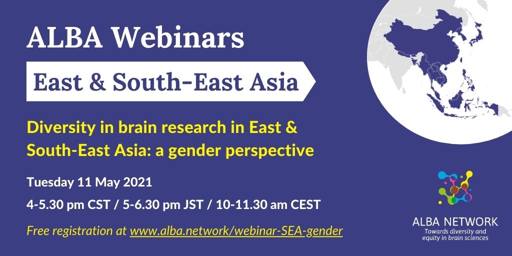 Webinar: Diversity in #BrainResearch in S-E Asia: a #gender perspective. Despite recent progress, #stereotypes continue to limit women's participation in research. Join us to discuss paths to #equity.
 📆11 May - 4 pm CST/ 5 pm JST
 ➡️Info &amp; registration loom.ly/7CxmU88