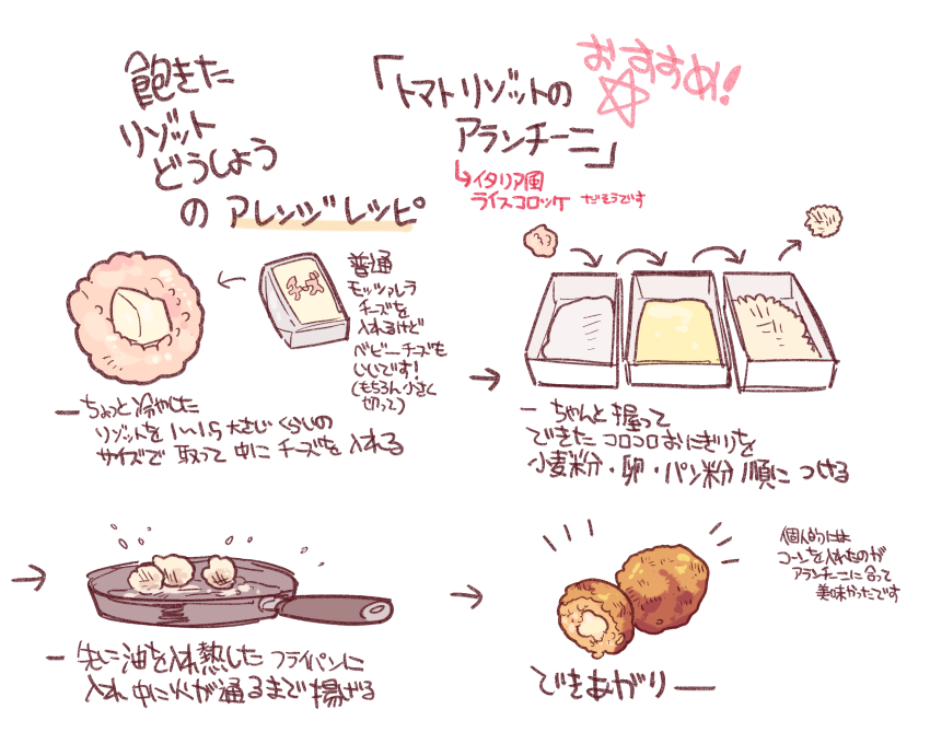 昔描いためっちゃ簡単炊飯器トマトリゾットとアランチーニも出てきたのでどうぞ? 