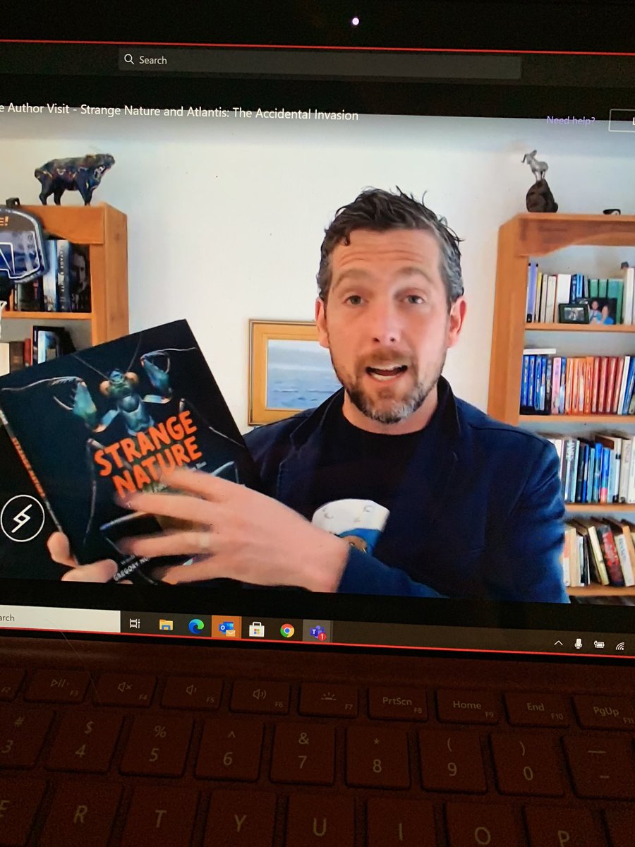 MrsWilson2004's tweet photo. We started #EarthDay with the very entertaining and talented writer, @gmmone! Thank you to @mrs_smoke and @Watermarkbooks for making today AWESOME for my 20 5th graders that are learning remotely! #MagnetFocus #WPSProud #ShopLocal 🌍❤️ https://t.co/Ej36w74HGA