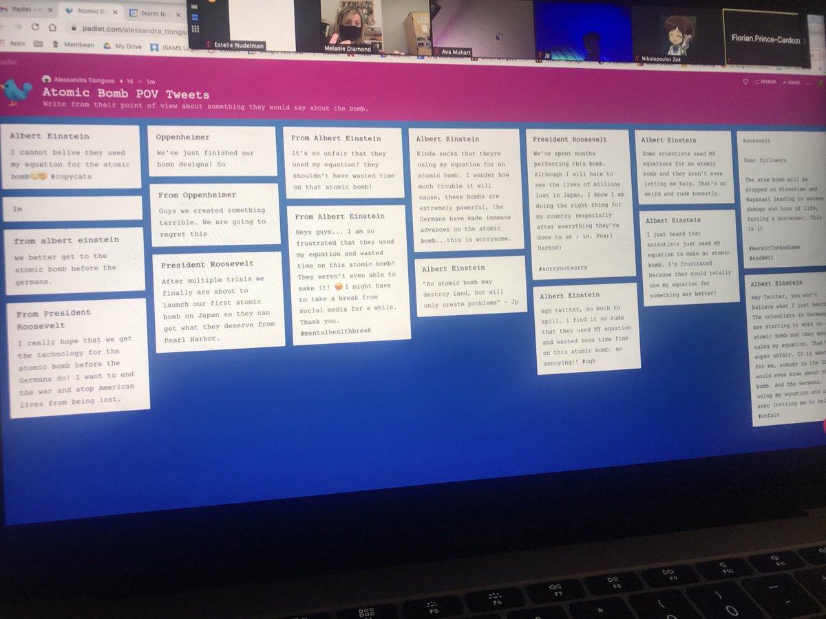 DiamondNBPS's tweet image. 8th graders lead learning activities on WWII— we wrote tweets from various points of view and watched live footage regarding Pearl Harbor #teachtheclass #studentcentered ⁦@NBPSEagles⁩ ⁦@NBMIDDLE⁩ ⁦@nbps_niad⁩