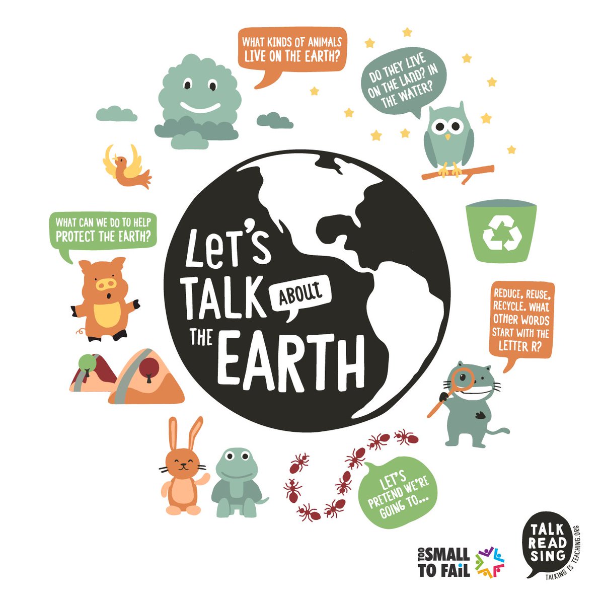 Happy #EarthDay! Talking, reading, and singing with your child about earth gives them the opportunity to learn about their planet. Ask your child, “What kind of animals live on earth?” and “What can we do to help protect the earth?” #TalkingIsTeaching