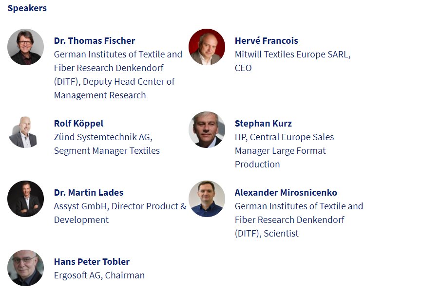 drupa's tweet image. The variety of products possible in the #digital textile #microfactory is large, but another advantage of it is reducing the footprint of the #textile industry. Now is the time to think about the idea of establishing microfactories!
With this statement, we conclude the session.