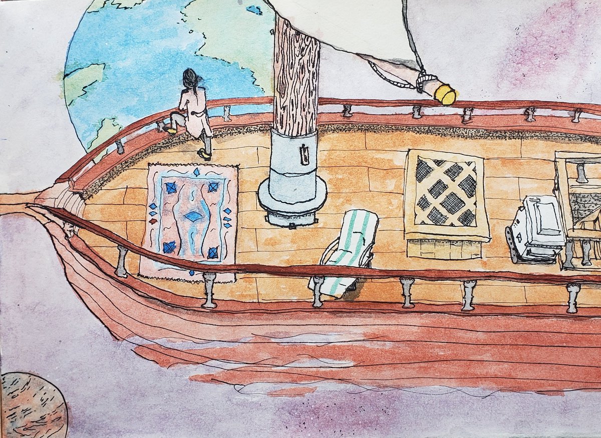 1987bruto's tweet photo. Viagem #1987 #nankim #aquarela #watercolor #scketchbook #barco #ship https://t.co/11Wqv9BxAg