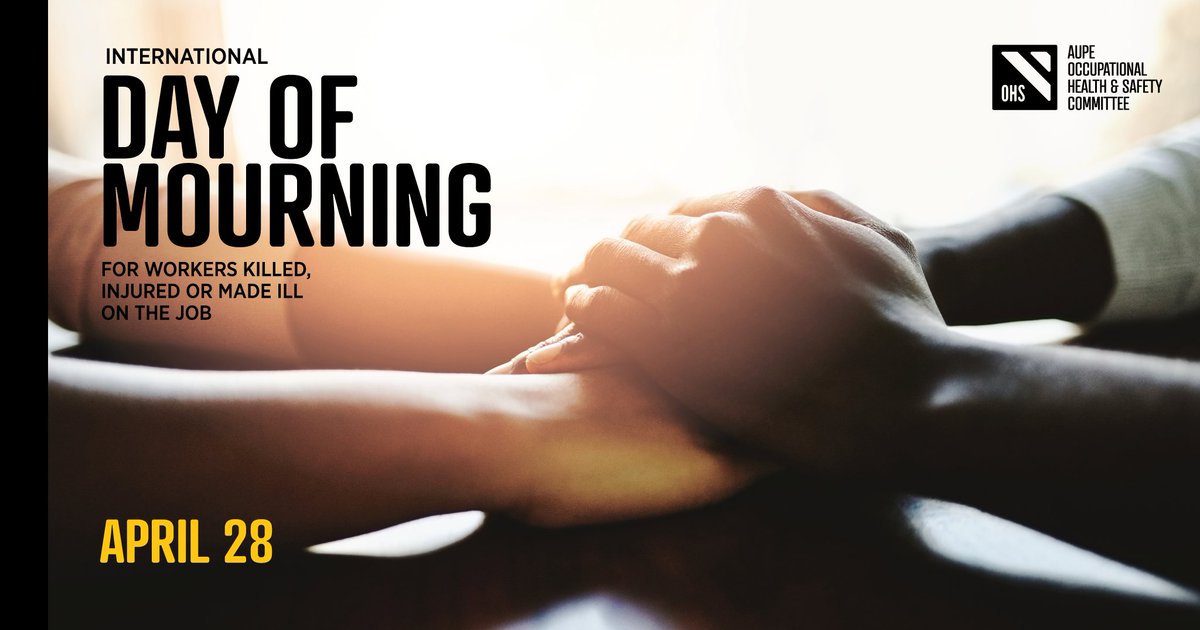 On April 28th, we will gather online for the 2021 International Day of Mourning for workers who have died or become sick or injured while working on the job. Join us at 1:30 pm at
aupe-org.zoom.us/j/94082230132?…

#dayofmourning2021 #solidarity #union #aup