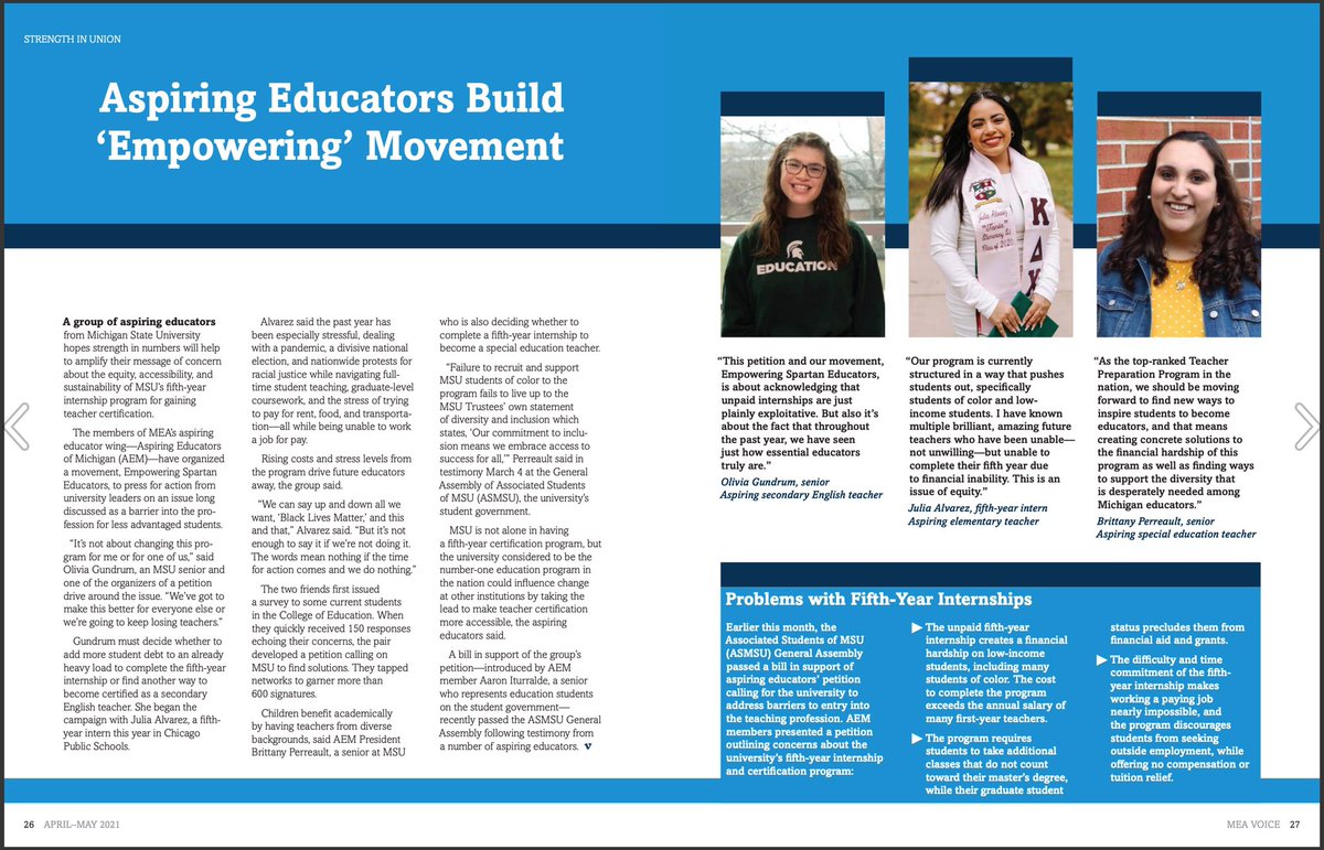 AspiringEdOfMI's tweet photo. ICYMI: Seven AEM members were featured in the lastest issue of the MEA Voice magazine! Check out the articles below👇 #WeAreAEM 

https://t.co/ozBTccoU1A https://t.co/7Y2SDPnrB5
