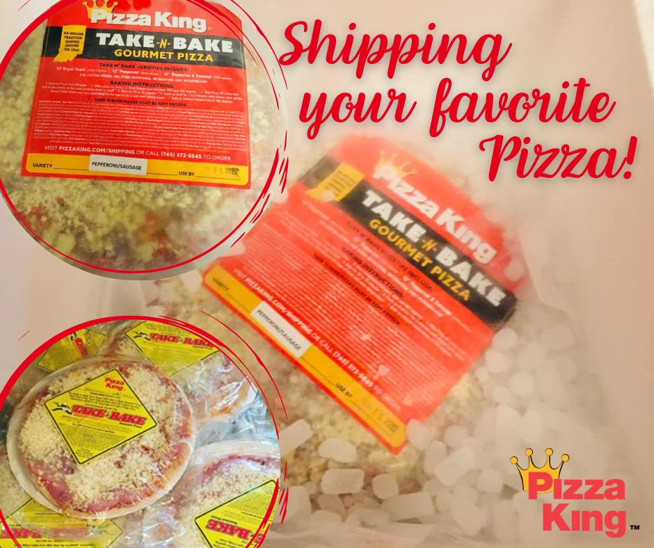 Get a taste of #PizzaKing anywhere in the United States! Call 765-372-5045 to place your order now! #takenbake #PKshipping  #ilovepizzaking #ringtheking #munciefavorite