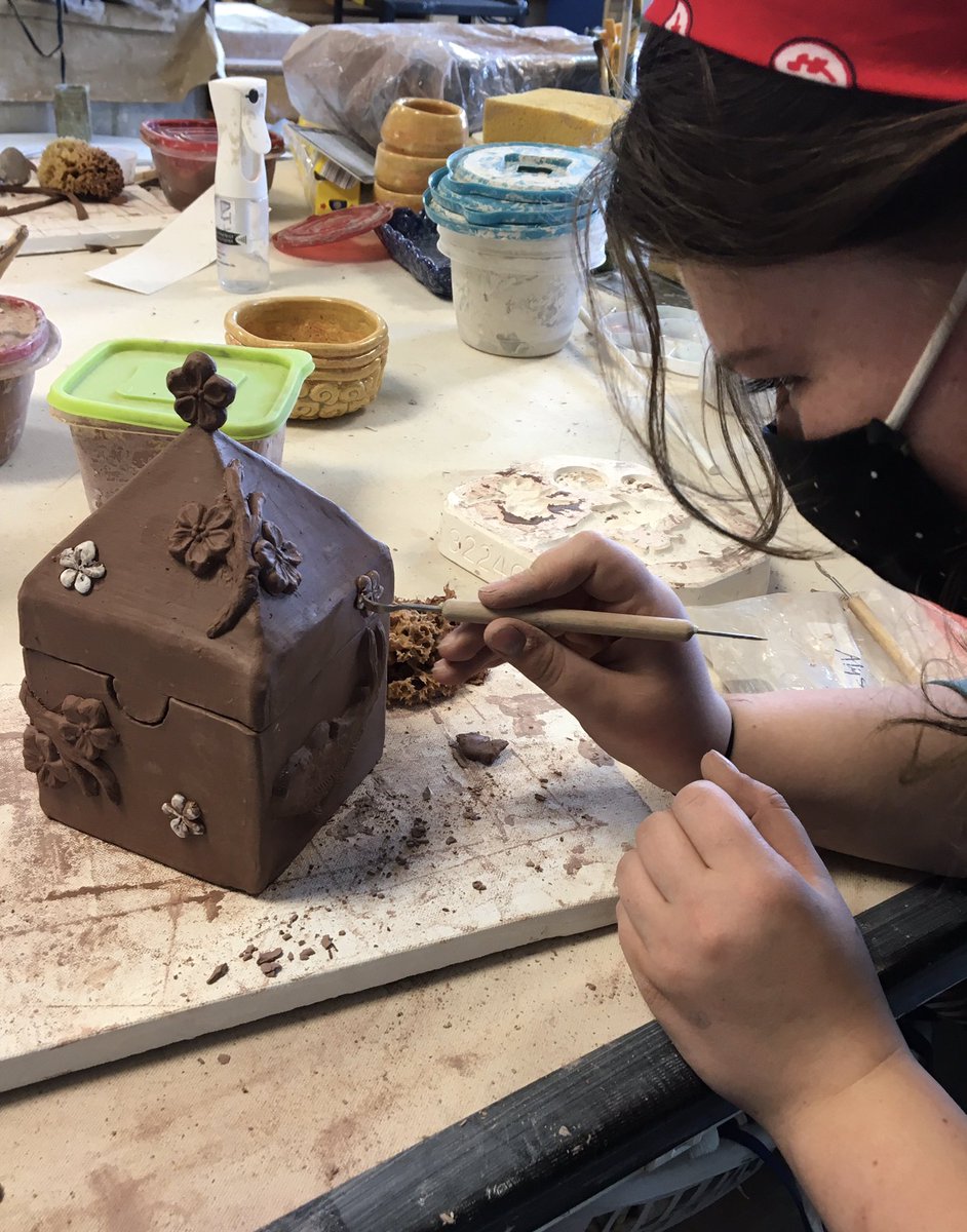 We are now into high fire red clay. Due to the shutdown last year, this is the first time the ceramics students have been able to use this clay and all the amazing glazes. They are already building beautiful work and I can’t wait to see it finished and glazed!!