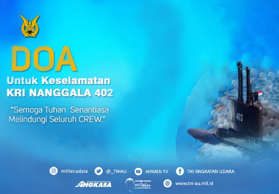 👮‍♂️Selamat malam Airmen, di keheningan malam bulan Ramadan, Airmin mengajak Airmen panjatkan doa-doa untuk keselamatan para prajurit awak KRI Nanggala 402.

Seperti apapun doa anda, menjadi asa mereka.

#tniau
#jauhdilangitdekatdihati