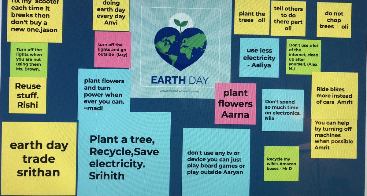 Celebrating Earth Day and sharing what we can do to conserve resources and help make the earth a better place to live. <a href="/RLCPrincipal/">Diane Insari</a> <a href="/MouwRyan/">Ryan Mouw</a> <a href="/RLC_Coyotes/">Rosa Lee Carter ES</a>