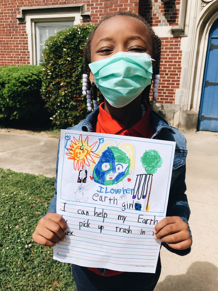 educateBHAM's tweet photo. Our kindergartners are celebrating Earth Day in a mighty way!  They brainstormed different ways that can care for our Earth, including picking up trash in the park, throwing away trash in the recycling bin, giving away old toys for others to play with, and planting new trees. https://t.co/nAjP2YTc2J