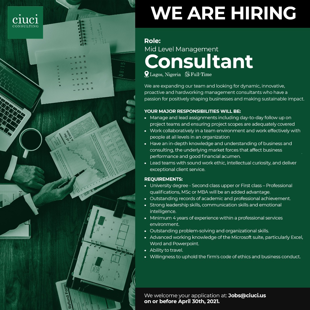 CCMonye's tweet photo. An opportunity for experienced management consultants in Nigeria and foreign offices https://t.co/O8cxkuogC5