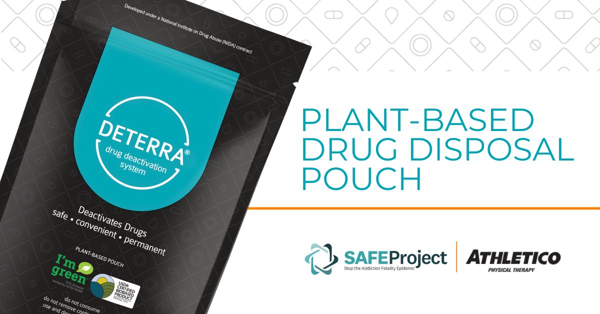 SAFEprojectUS's tweet photo. 🌱Did you know #Deterra Pouches are plant-based &amp; help prevent medications from contaminating our landfills and water systems? Do your part this #EarthDay to keep our world clean &amp; request a Pouch: https://t.co/jmGXpjEt5Q
#GoneForGoodUS #SAFETogether #DrugDisposal #athleticopt https://t.co/3c920hTiDQ