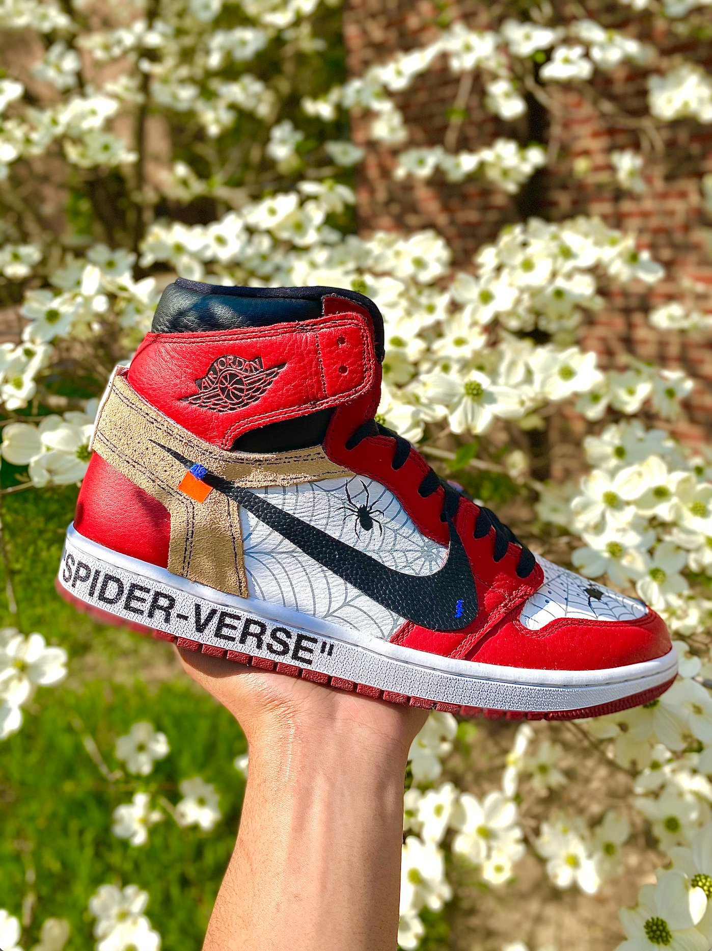 Custom Into the Spiderverse Air Jordan Retro 1 High OG x Off-White x  Miles Morales Spiderman — Q's Custom Sneakers