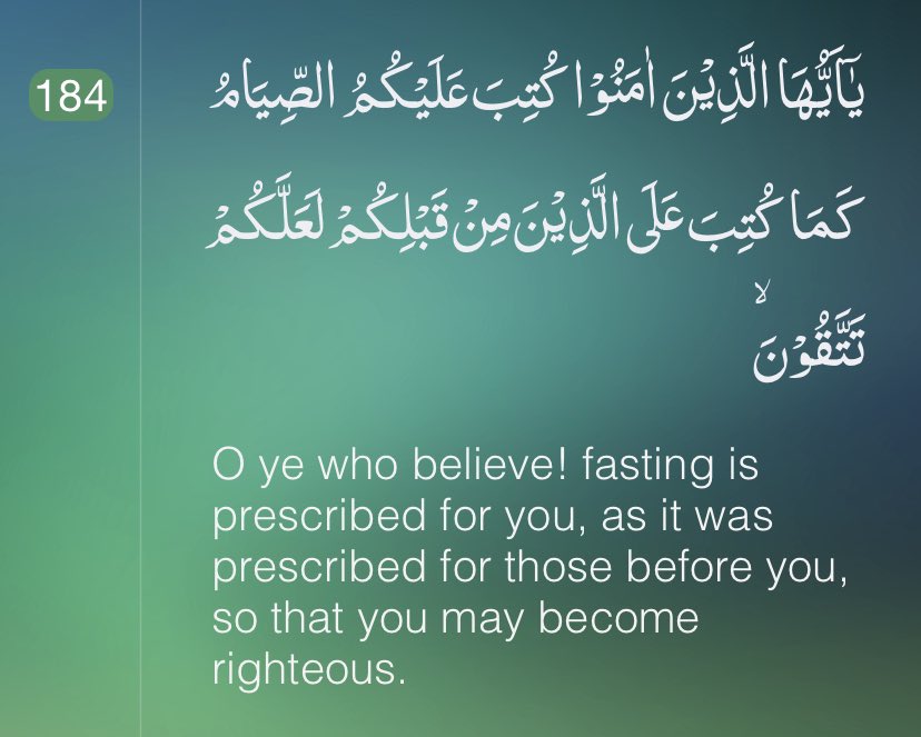 The Holy Quran on fasting Chapter 2: 184