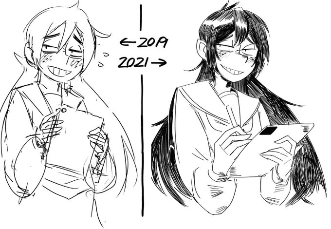 iPad Proでだいたい3年ぐらいお絵描きしたビフォーとアフターみたいのをこそっと 