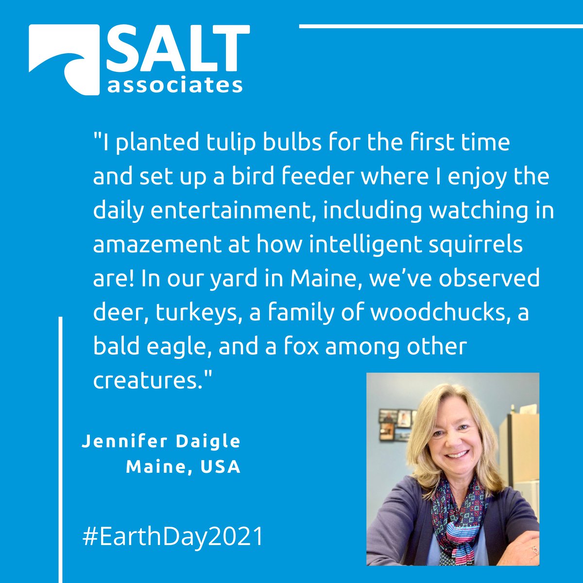 SaltAssociates's tweet image. In honor of #EarthDay, we asked SALT team members Jennifer Daigle and Donald Russell to share how they celebrate the planet and connect with nature today and every day. We ❤️ the responses.