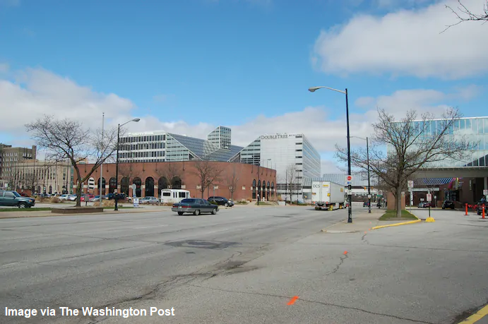 One road reconfiguration involved removing one vehicle lane, creating a two-way road, adding sidewalks and a bike lane.   #GOPCThread