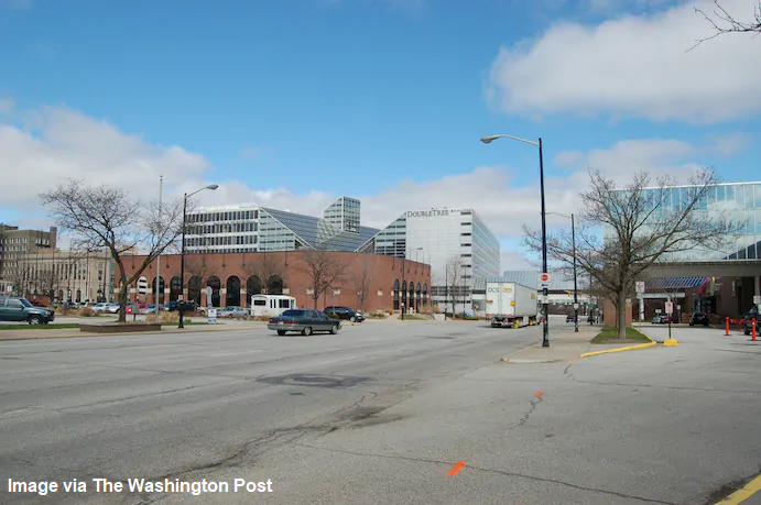 One road reconfiguration involved removing one vehicle lane, creating a two-way road, adding sidewalks and a bike lane.  #GOPCThread