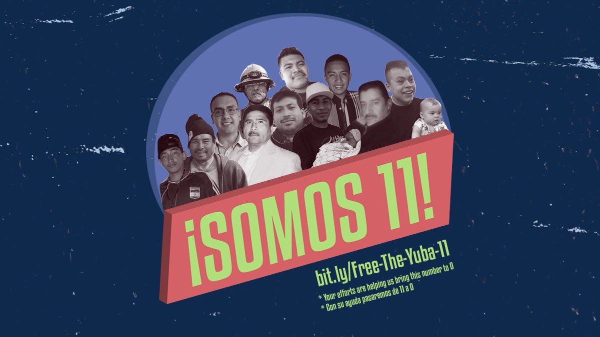 Eleven members of our immigrant community remain detained in the Yuba County Jail (YCJ). 

Join us as we fight for the liberation of the #Yuba11. Let us know how you'd like to get involved by filling out this form: bit.ly/Somos-11-Stay-…

Stay tuned for more info! #FreeTheYuba11