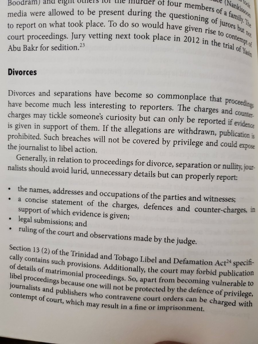 A new book "Newsroom Law, A Legal Guide For Commonwealth Caribbean Journalists" (attached) says in general we should have access unless court intervenes.And yet the court told me a blanket: Only the attorneys and the parties themselves may request copies of matrimonial matters.