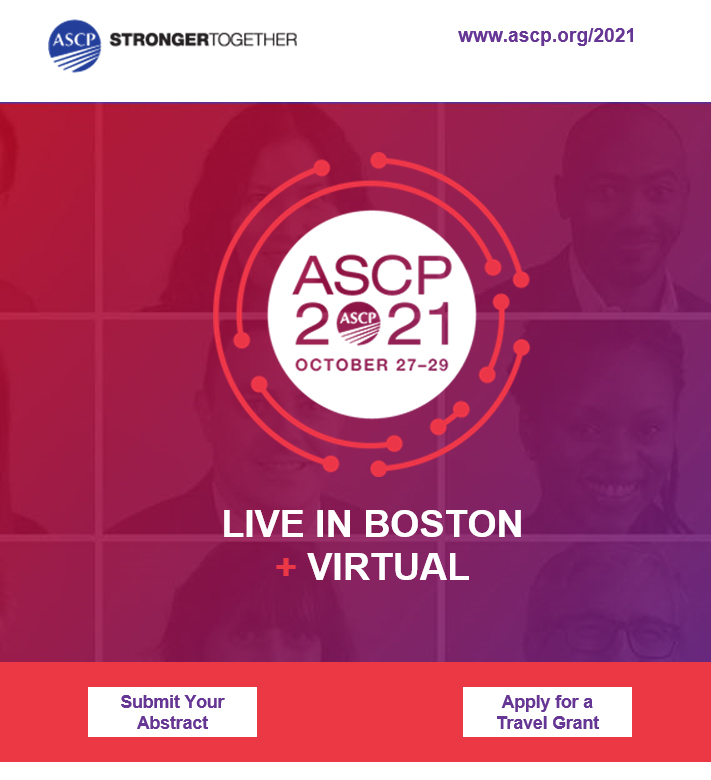 ASCP 2021 Live in Boston/Virtual Abstract Call is Open! Travel grants are available! 
#ascp #pathology #abstracts #meeting #boston #laboratory #pathologists #laboratoryprofessionals
Abstracts: ascp2021.abstractcentral.com/login
Travel grants: app.keysurvey.com/f/41553794/228…