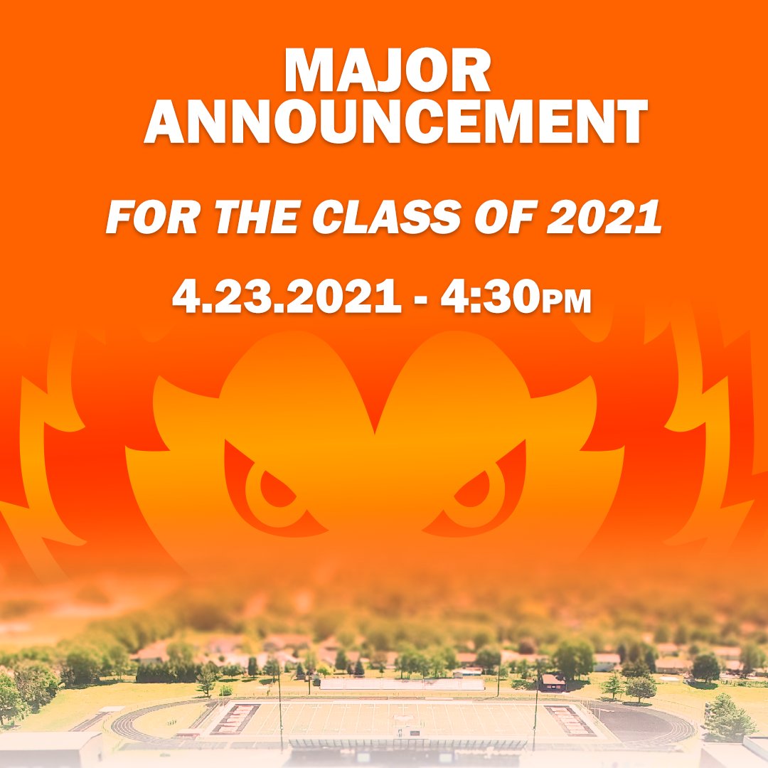 We have a big announcement for end of year activities. Class of 2021 - you won't want to miss this! Watch live on our Facebook page - Friday @ 4:30pm