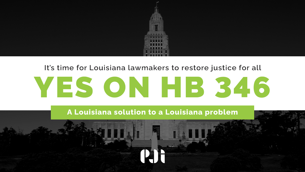 JusticesPromise's tweet photo. Legislative session is underway in Baton Rouge--and with it, an historic opportunity for lawmakers to restore justice to the 1,500+ Louisianans serving time due to a Jim Crow jury conviction by voting YES on House Bill 346. #lagov #lalege #JusticeNotJimCrow #HB346 https://t.co/O1l4i3rgP6
