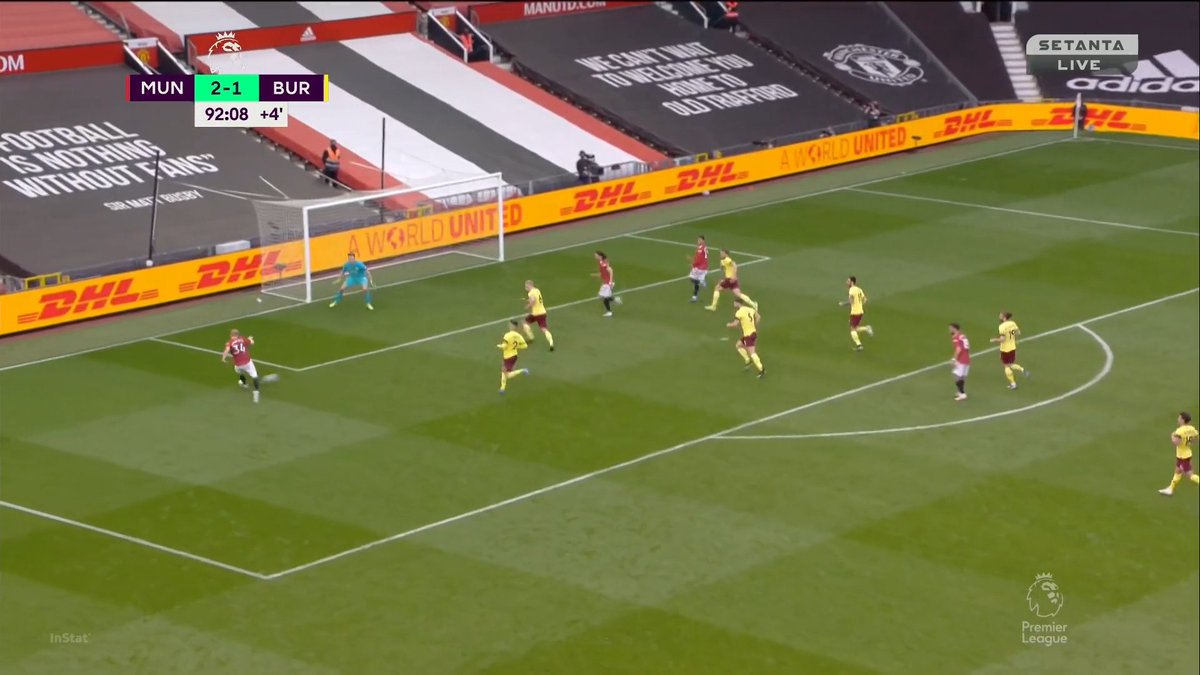 There are 10 seconds between Bruno's two passes. One of them sets Cavani free and the other effectively dictates the eventual goal.Side note: the speed at which BUR collapsed into their box was ridiculous. Yes, we still broke through but BUR's defence of their box is excellent.